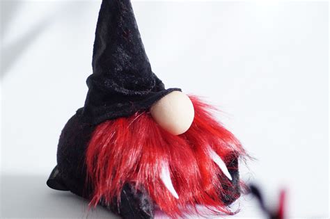 Gothic Home Decor Black Velvet Vampire Gnome With Red Beard Add Some