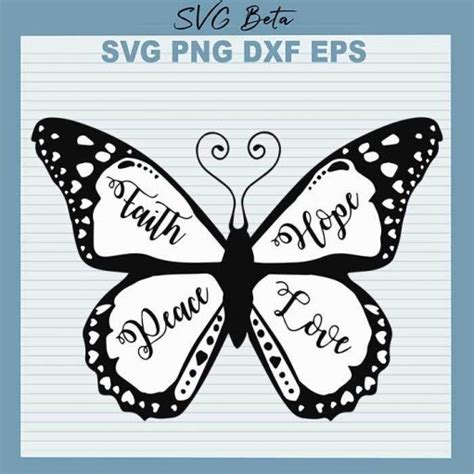 Butterfly Faith Hope Peace Svg File Craft For Handmade Products