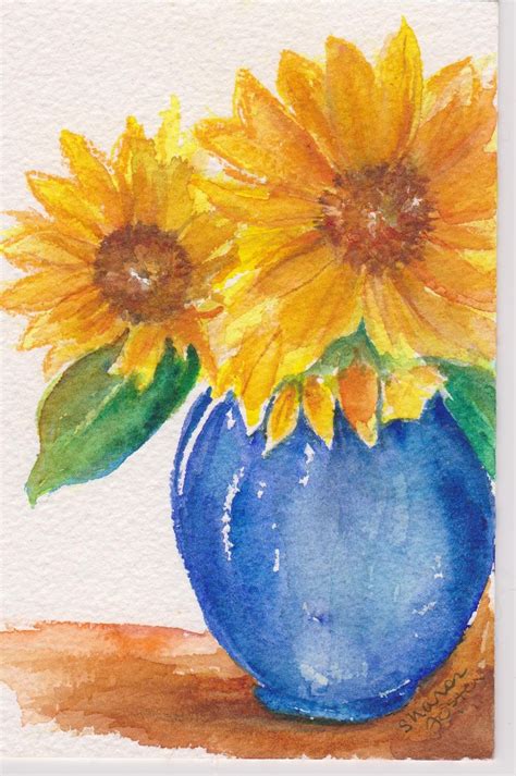 Original Sunflowers Watercolor Painting 4x6 Etsy Sunflower