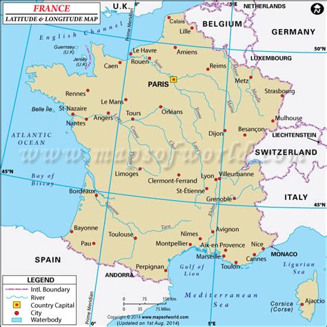 France Latitude And Longitude Map