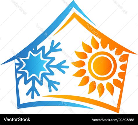 House Sun And Snowflake Symbol Royalty Free Vector Image