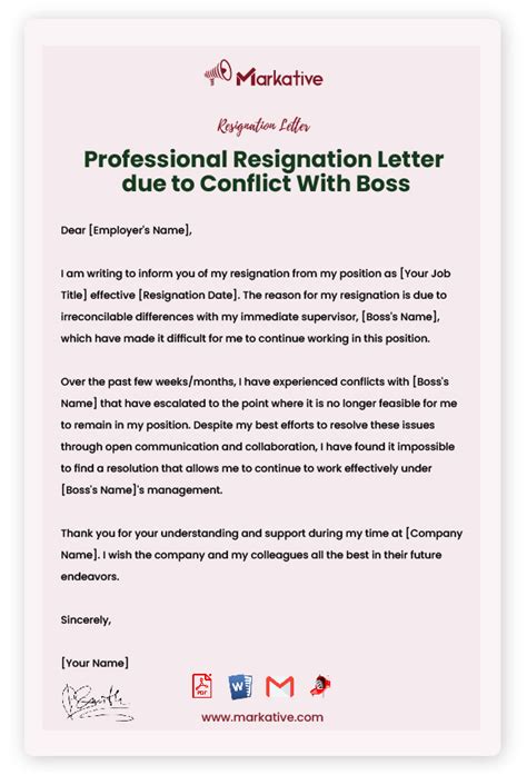 Attractive And Best Resignation Letter Due To Conflict With Boss 5