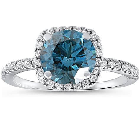 This traditional diamond cut has remained a popular choice for centuriesour cushion cut engagement rings (also referred to as a pillow cut) host rounded corners, a large facet, top peak to maximise brilliance. 1 3/4 ct Blue Diamond Cushion Halo Engagement Ring 14k White Gold Treated | eBay