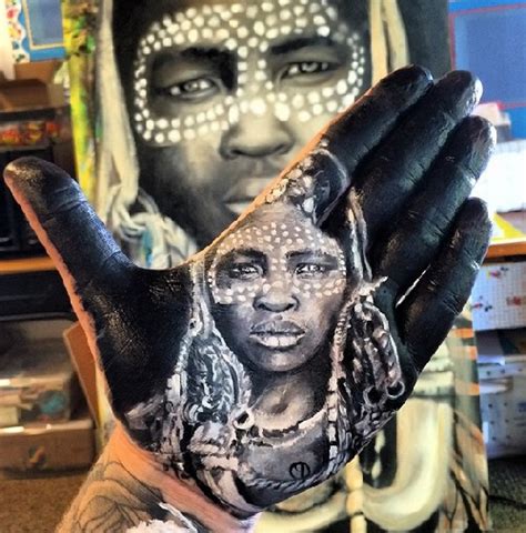 Painted On Palm Portrait Of Ethiopian Woman Art By Russell Powell