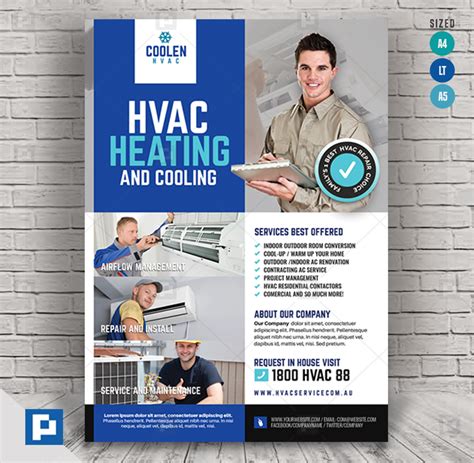 Heating And Cooling Service Company Flyer Psdpixel