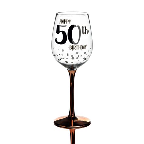 Personalised Rose Gold Happy 50th Birthday Wine Glass Etsy