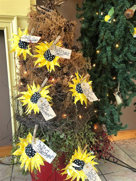 Primitive Sunflower Ornaments Handmade Etsy