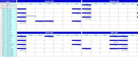 Monthly Event Calendar The Spreadsheet Page