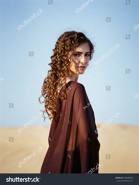 Beautiful Girl Desert Naked Sexy Covered Stock Photo 524680648