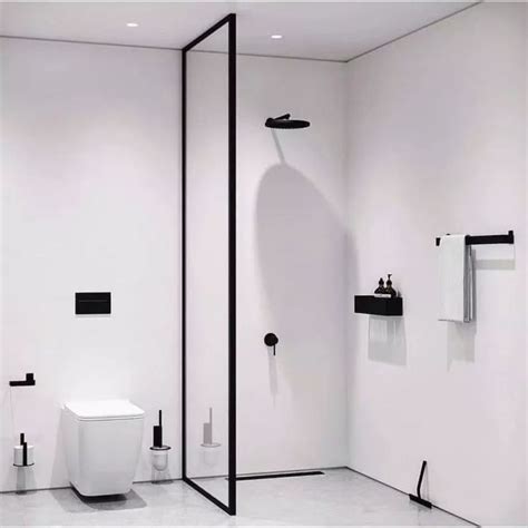 900 1200x2100mm Black Fully Framed Shower Screen Single Door Fixed