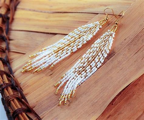 4 Zaad Kralen Feather Earring Inheemse Indiaanse Stijl Etsy Native