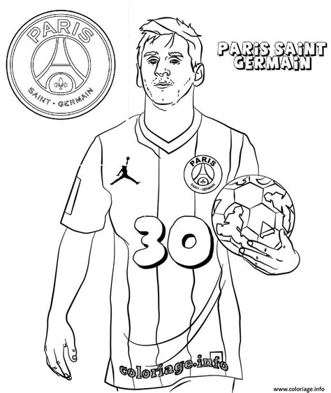 Coloriage Lionel Messi PSG Paris Saint Germain Football Logo