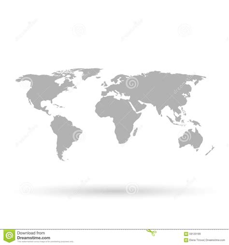 Gray World Map On White Background Stock Vector Image 59120199