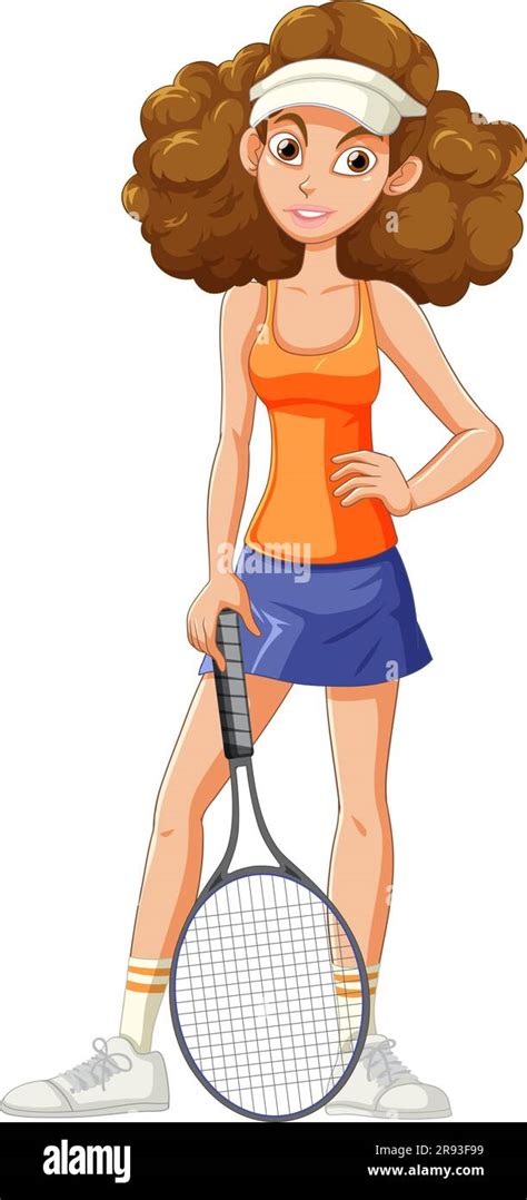 Female Tennis Player With Racket Illustration Stock Vector Image And Art Alamy