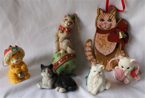 Lot Of 6 Cats Christmas Ornaments Кошки