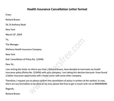 health insurance cancellation letter how to write a letter