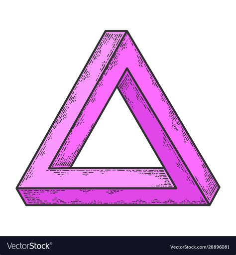 Penrose Impossible Tribar Triangle Sketch Vector Image