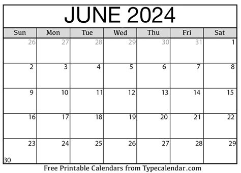 Calendar For June 2024 Printable Becki Carolan