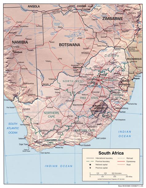 Landkarte Südafrika Reliefkarte Karten Und