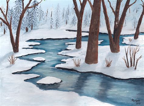 Winter Creek ~ Landscape ~ Oil Painting By Barbara