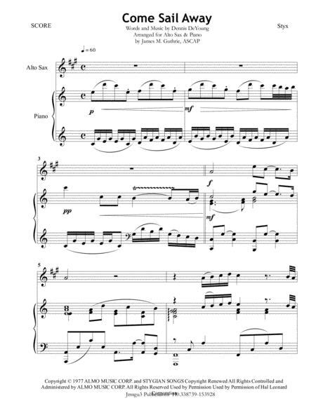 Come Sail Away By Dennis Deyoung Digital Sheet Music For Score And Part Download And Print A0