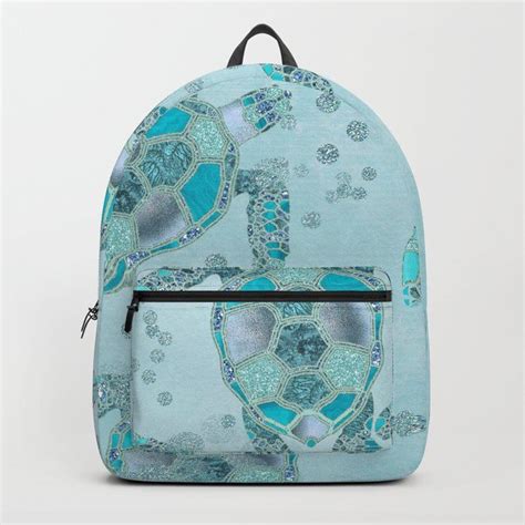 Glamour Aqua Turquoise Turtle Underwater Scenery Backpack By Lebensart