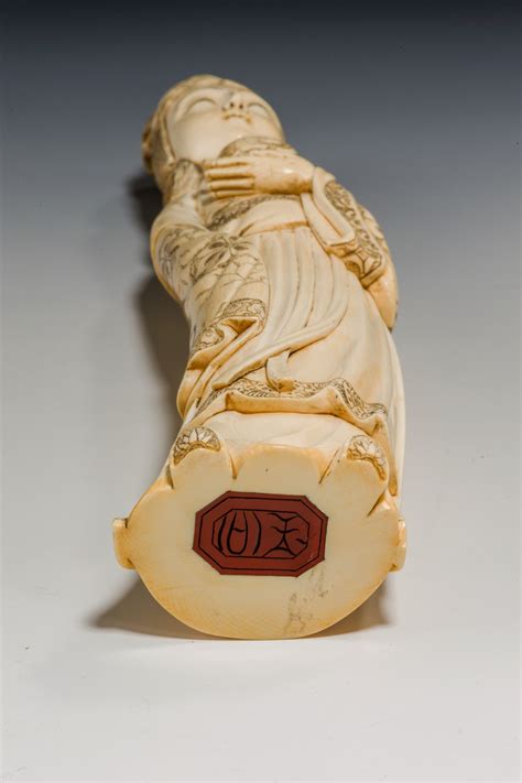 Antique Chinese Carved Ivory Tusk Of Guanyin