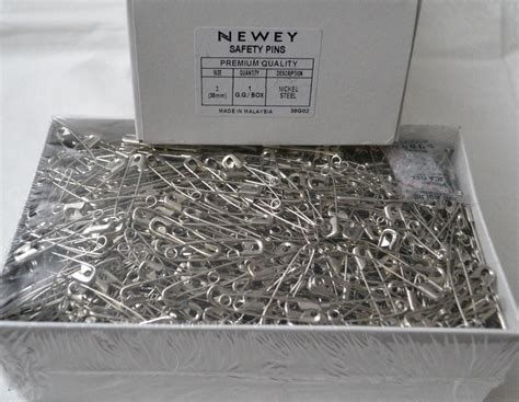 Newey Bulk Safety Pins No 2 38mm Silver Tone Nickle Steel 1gg 1728pcs