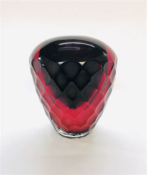 Raspberry Tall Cut Bowl Graeme Hawes Glass