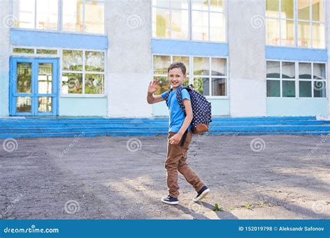 The Child Goes To School Boy Schoolboy Goes To School In The Morning