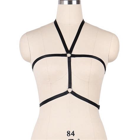 jlx harness gothic body harness bra elastic bondage cage bralette punk harajuku strappy tops