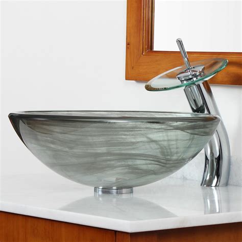 Elite Double Layered Tempered Glass Bowl Vessel Bathroom Sink And Reviews