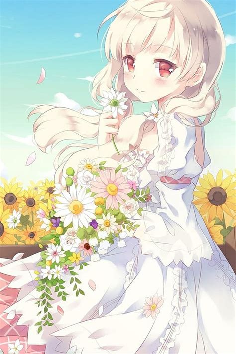 Hd Wallpaper Anime Beautiful Cute Flower Girl Hair Long