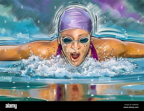 Female Swimmer Doing The Butterfly Stock Photo Alamy