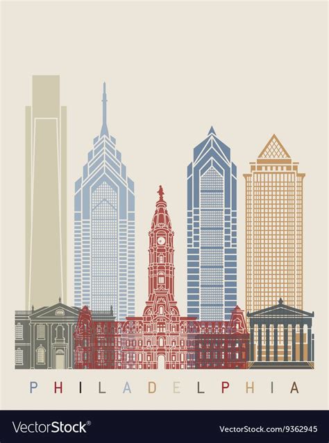 Philadelphia Skyline Poster Vector Image By Paul Rommer Fine Arts