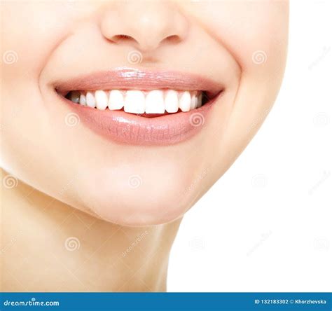 Beautiful Smile Of Young Fresh Woman With Great Healthy White Te Stock