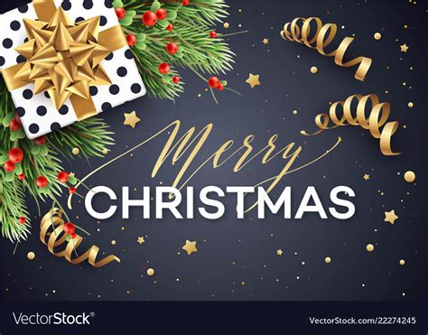 Merry Christmas Greeting Card Template Royalty Free Vector
