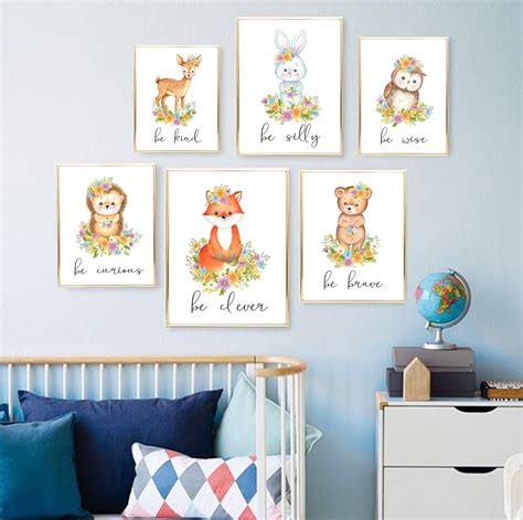 Boho Woodland Animals Nursery Decor Baby Shower Theme Etsy Animal