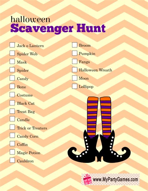 Free Printable Halloween Scavenger Hunt Game For Kids