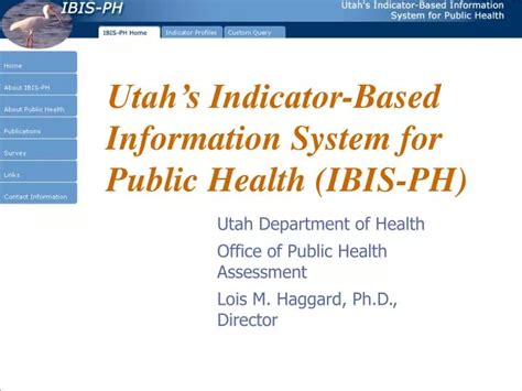 Ppt Utah’s Indicator Based Information System For Public Health Ibis Ph Powerpoint