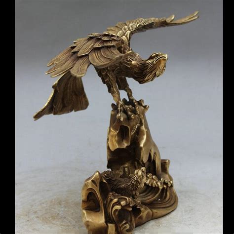 Free Shipping 48843284 14 Chinese Brass Decoration Fengshui Fly Wing Eagle Hawk Lanneret Bear