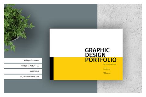 Graphic Design Portfolio Template On Yellow Images Creative Store