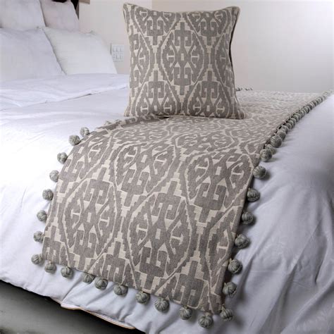 King Queen Twin Grey Bed Runner With Decorative Throw Etsy Bed