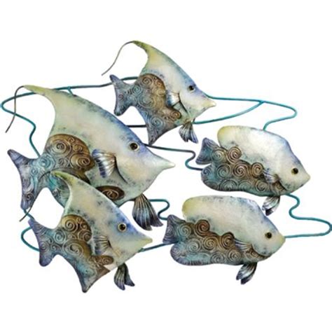 School Of Fish Wall Art Seafoam 1675 Metal And Capiz Art