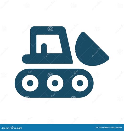 Big Bulldozer Loader Vector Silhouette Isolated On White Background