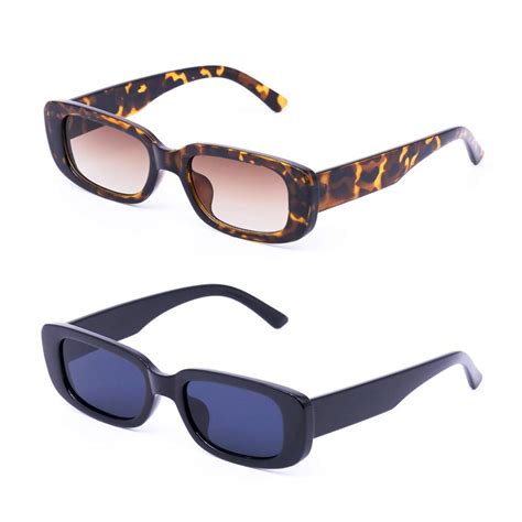 Buy 2 Pack Rectangle Sunglasses For Women Retro Fashion Sunglasses Uv