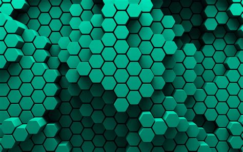 Download Wallpapers Turquoise Hexagons 4k 3d Art Creative Honeycomb