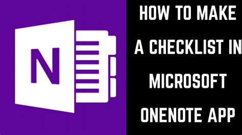 How To Make A Checklist In Microsoft Onenote App Youtube