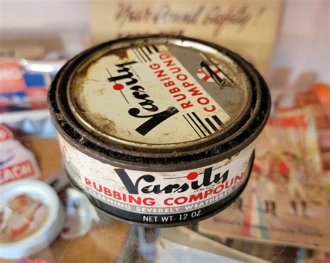 Varsity Rubbing Compound Tin Vintage Ford Parts Music And Collectibles
