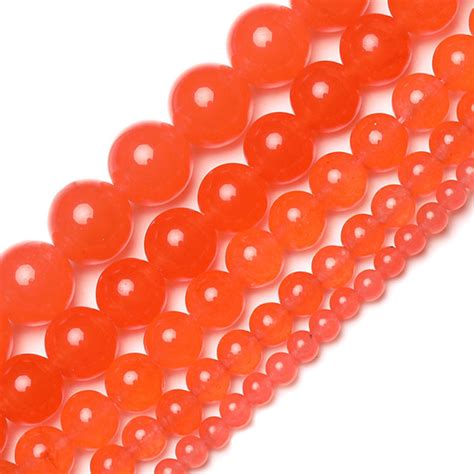 Wholesale Mm Smooth Orange Jades Natural Stone Chalcedony